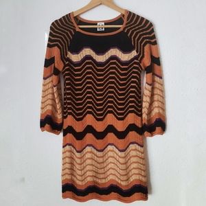 Sexy n Fabulous M by Missoni Knit Mini Dress /Tunic Orange Black Retro style